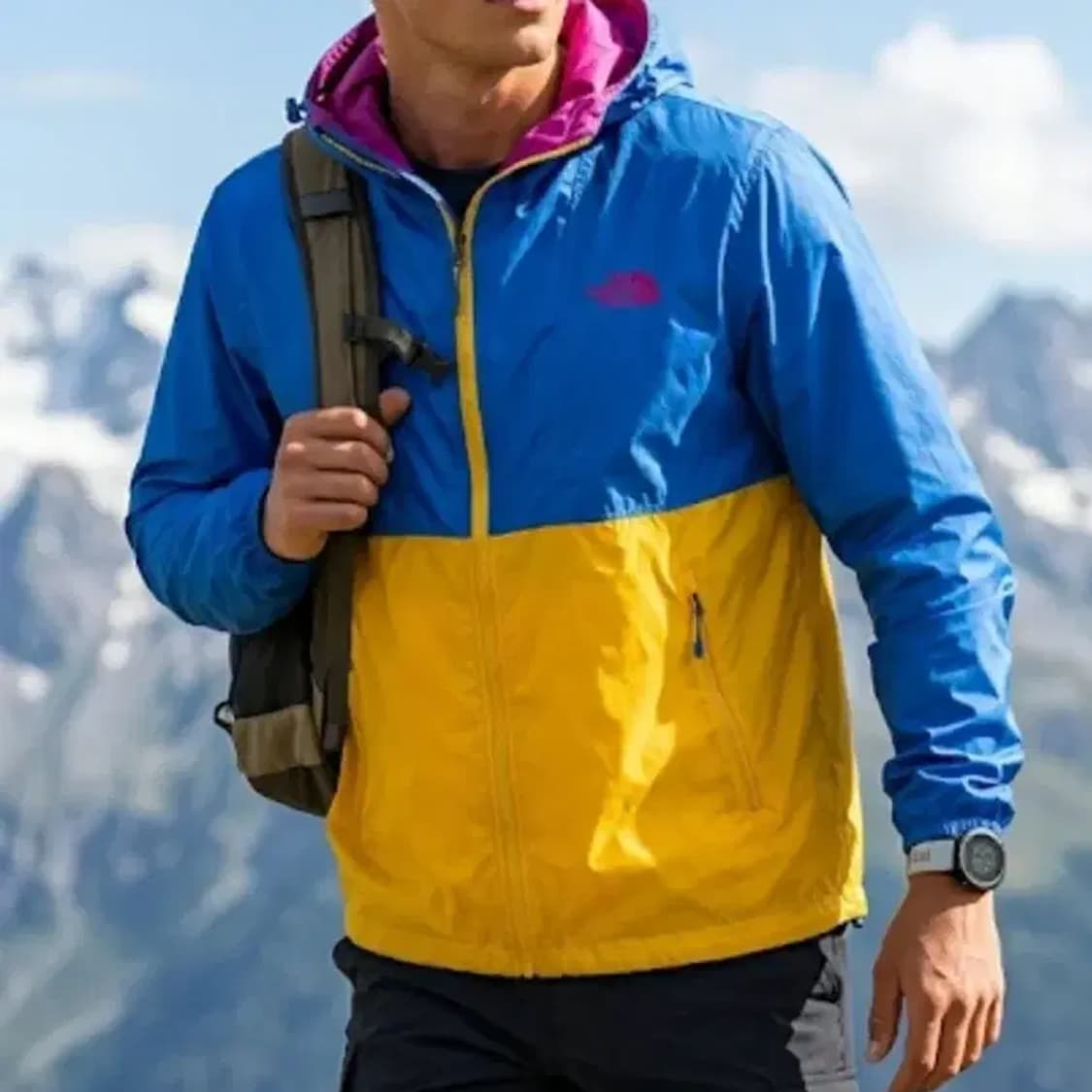 노스페이스 바람막이 블루/옐로우 XS 상품이미지1