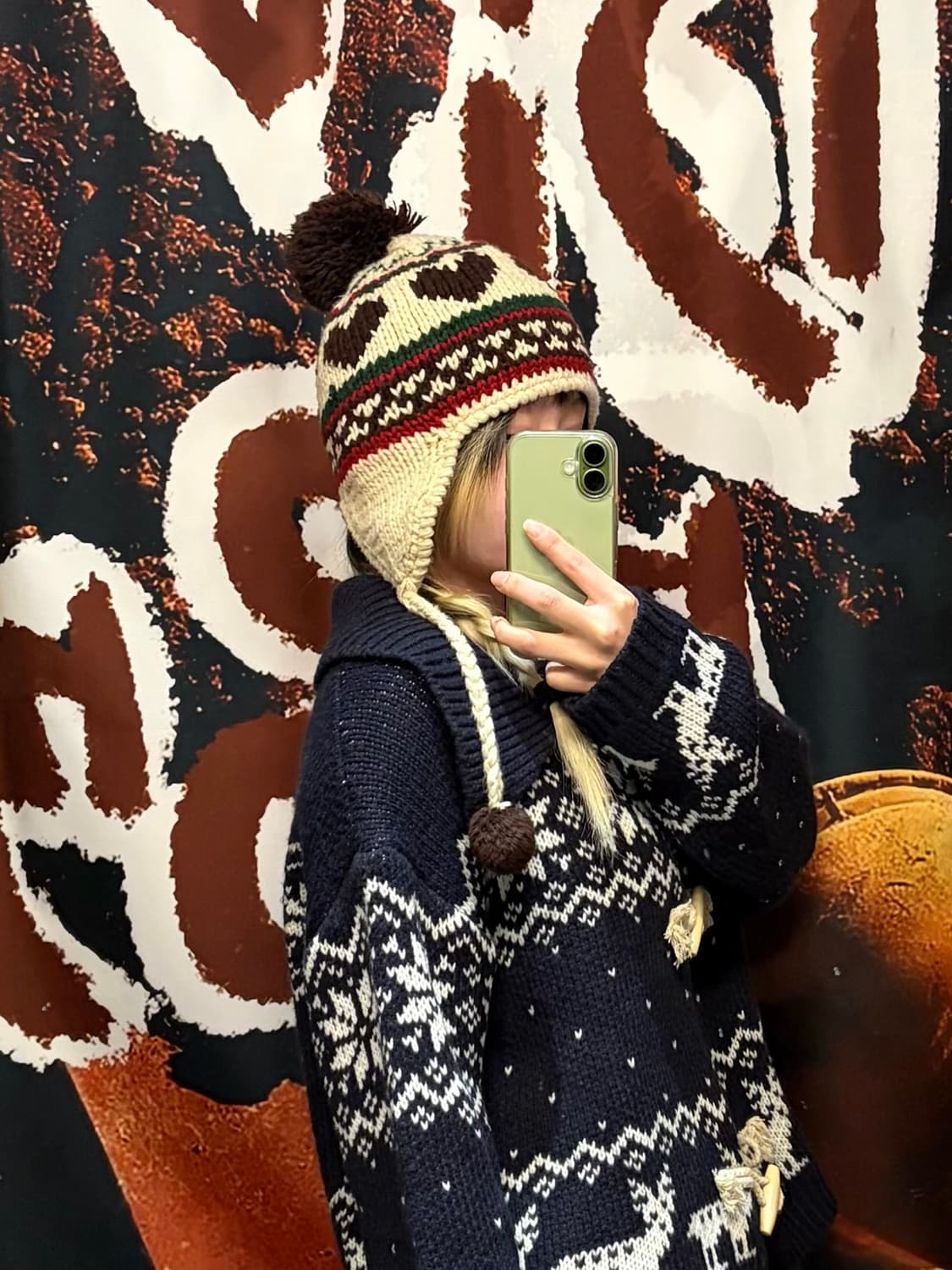 빈티지 하트 폼폼 이어플랩 상품이미지7