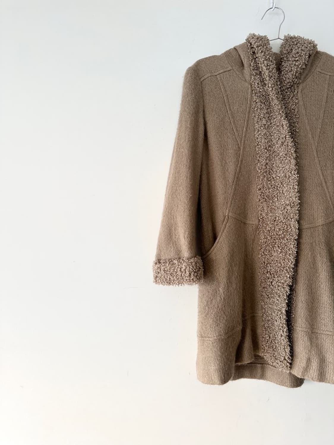 Curly pop hoody warm jacket / beige 상품이미지5