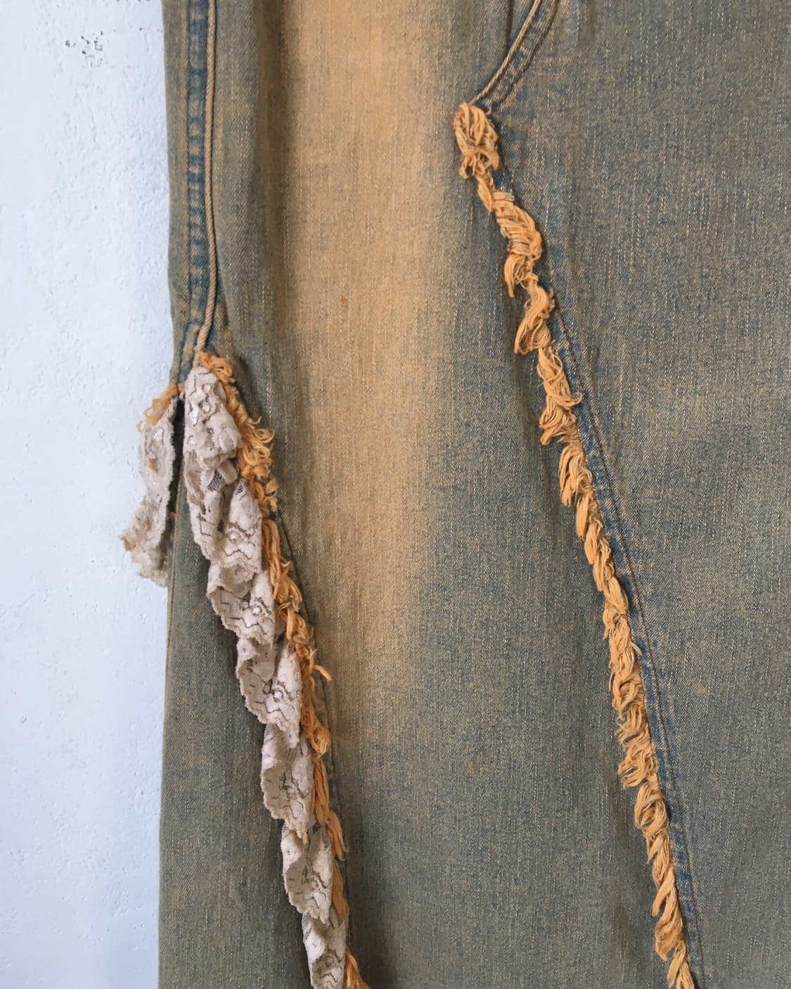 Lace trimming fringe long skirt 상품이미지3