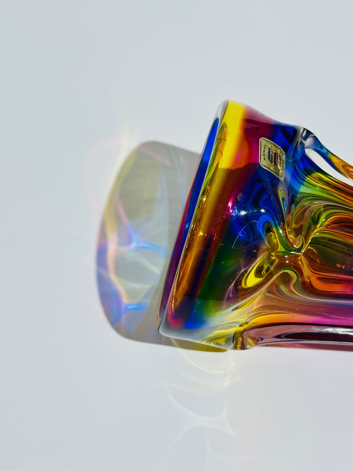 일본 빈티지 카메이 아트글라스 레인보우 화병 상품이미지1