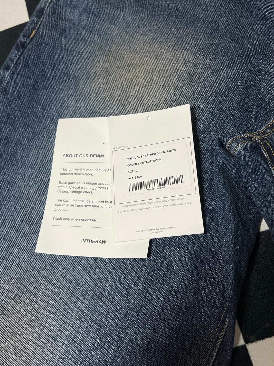 [2] (새상품) 인더로우 5PK 루즈 테이퍼드 데님 팬츠 - 빈티지 상품이미지5