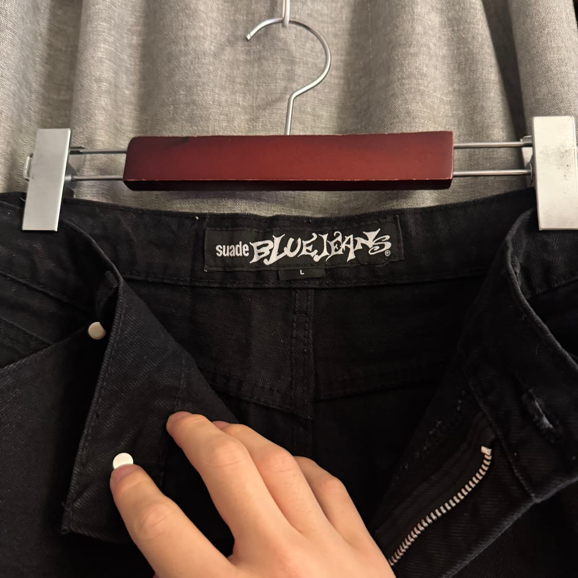 스웨이드 블루진 와이드 데님 팬츠 L 상품이미지3