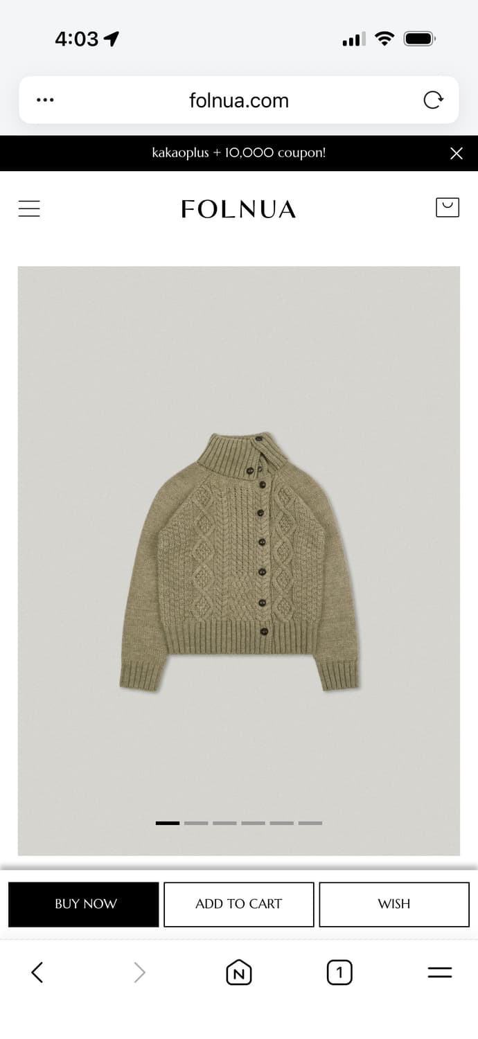 폴뉴아 turtleneck regulan knit olive 판매합니다. 상품이미지1