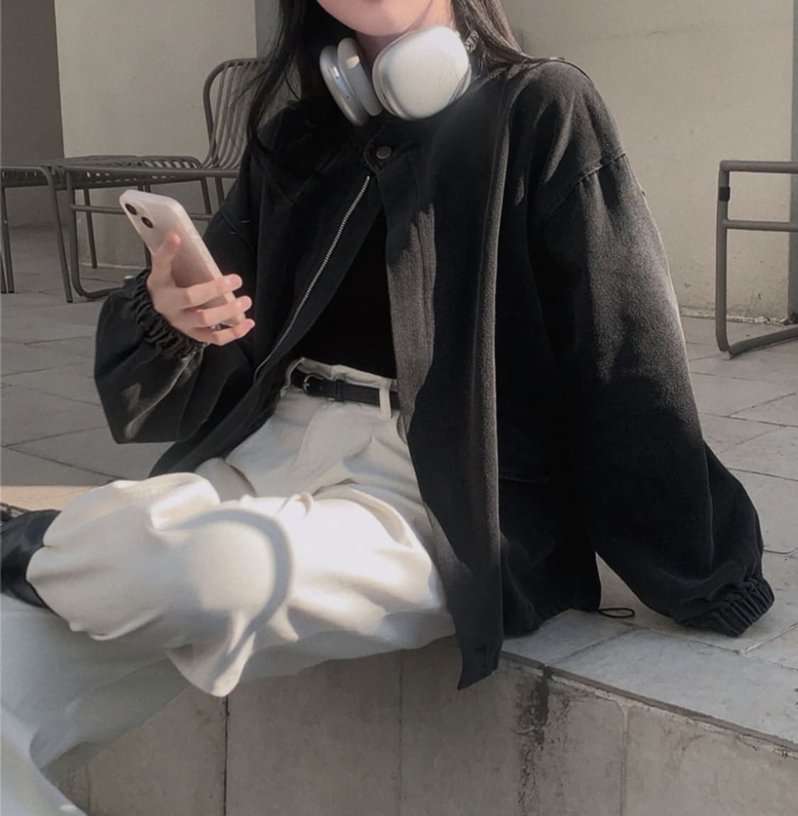 [새상품] 흑청 데님 블루종 자켓 상품이미지2