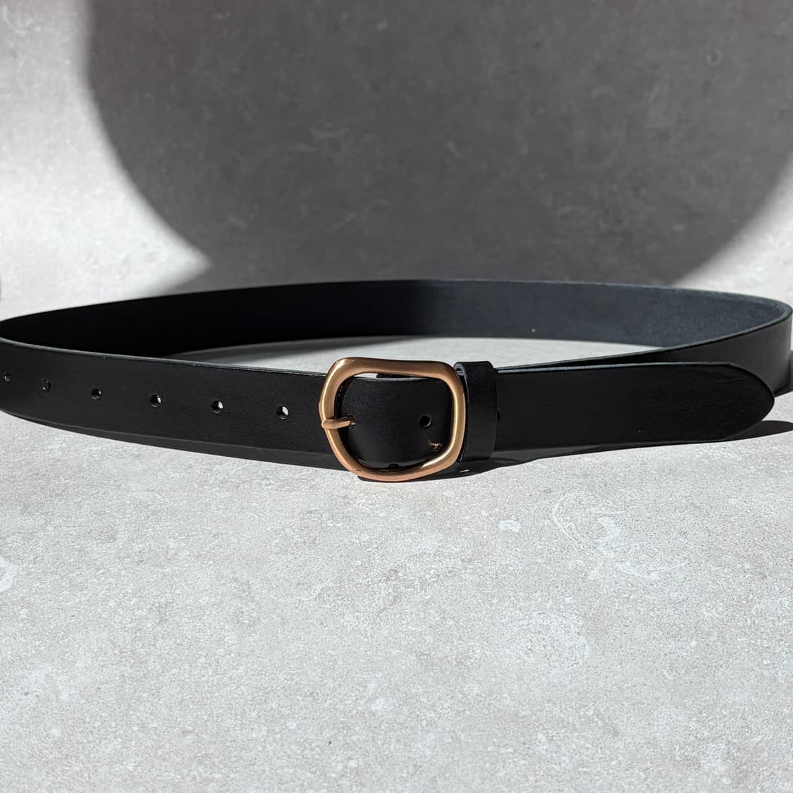 Oribell 커브드 24k 골드플레이트 버클 볼드 베지터블 소가죽 벨트 상품이미지4