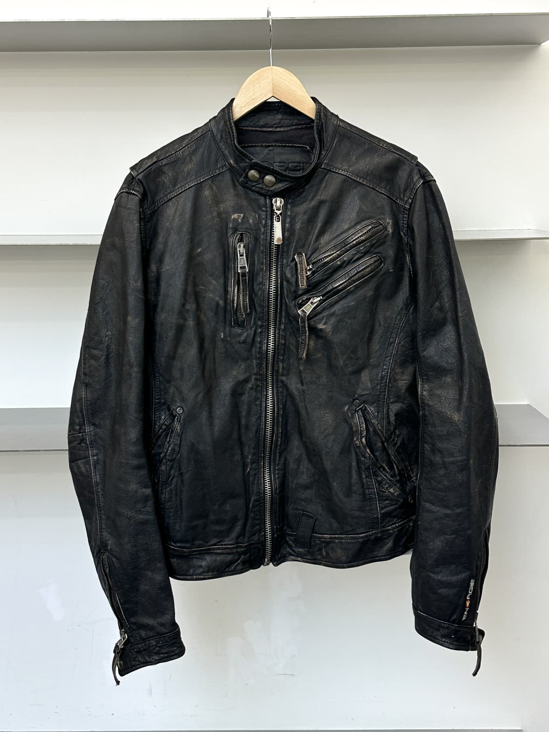 Energie 이태리 페이드 바이커 레더 자켓 상품이미지1