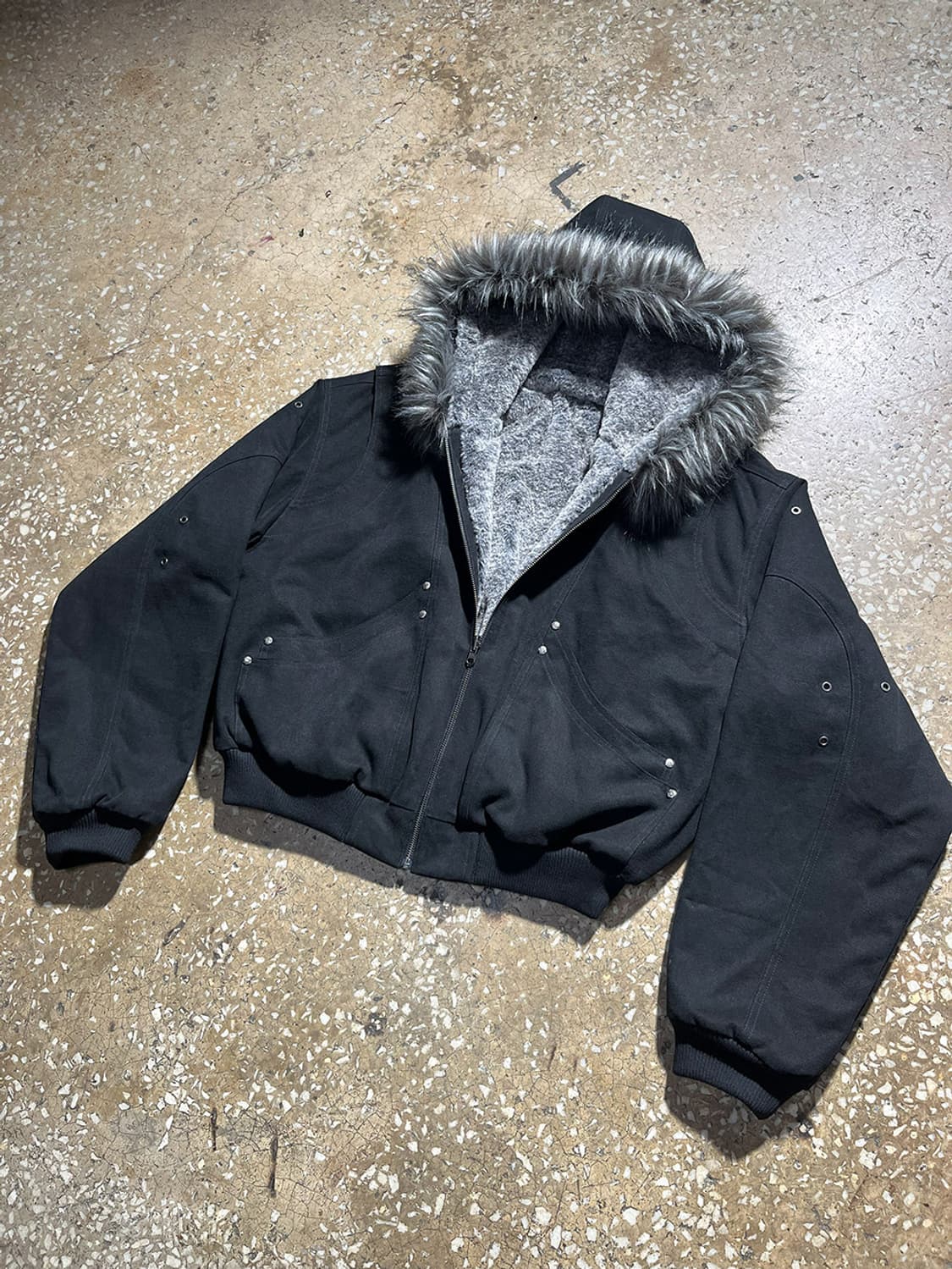 Reversible Sculpted Fur Bomber Jacket 상품이미지1