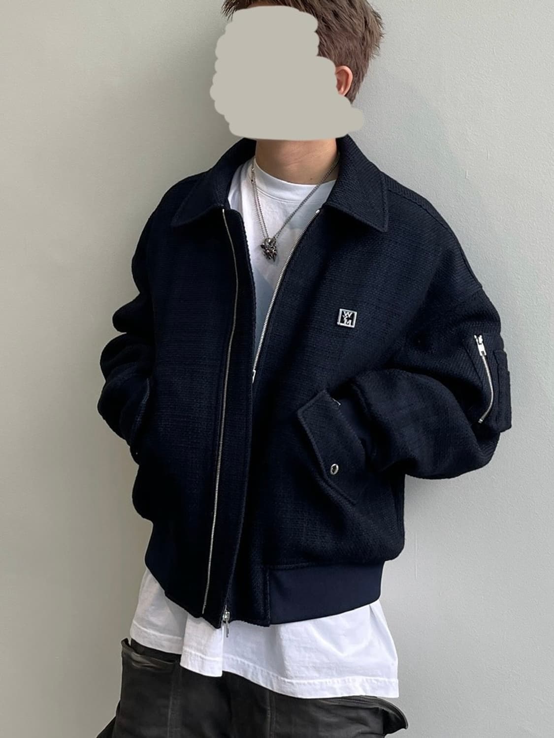 46)우영미 24fw 네이비 트위드 마원 상품이미지1