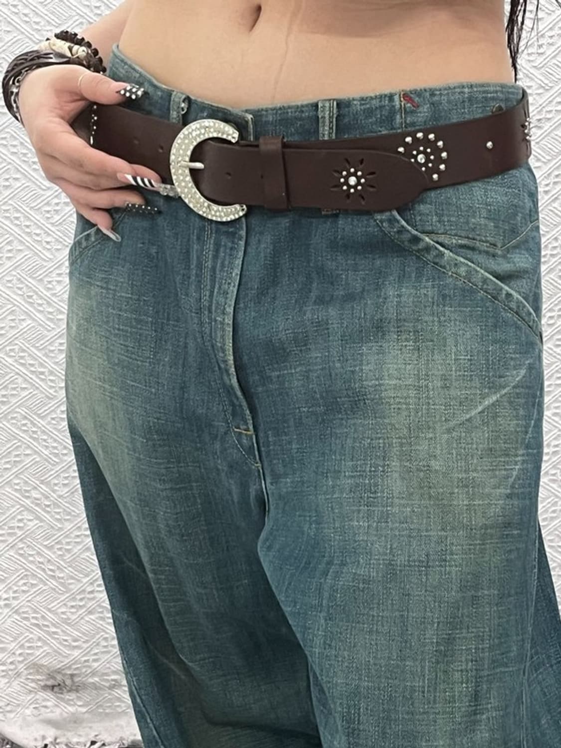 빈티지 보헤미안 웨스턴 히피 스터드 벨트 C10569 상품이미지1