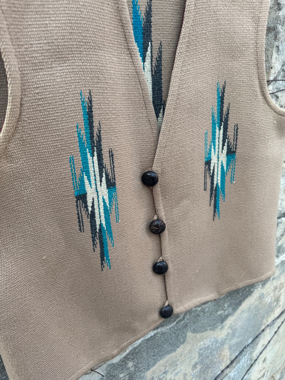 70s 오르테가 빈티지 핸드 우븐 울 웨스턴 치마요 베스트 조끼 상품이미지5