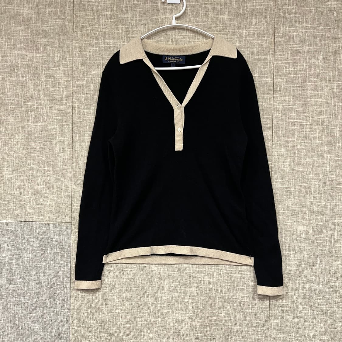 브룩스 브라더스 울캐시미어 오픈카라 니트 L (w) 블랙 상품이미지2