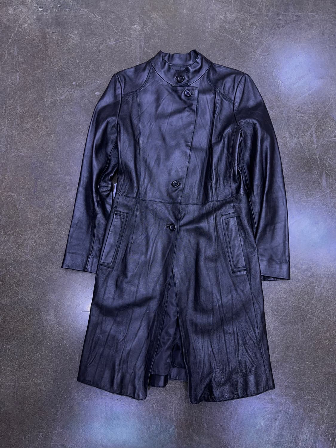 로렌마일스 양가죽 레더 롱코트 자켓 블랙 88 상품이미지2