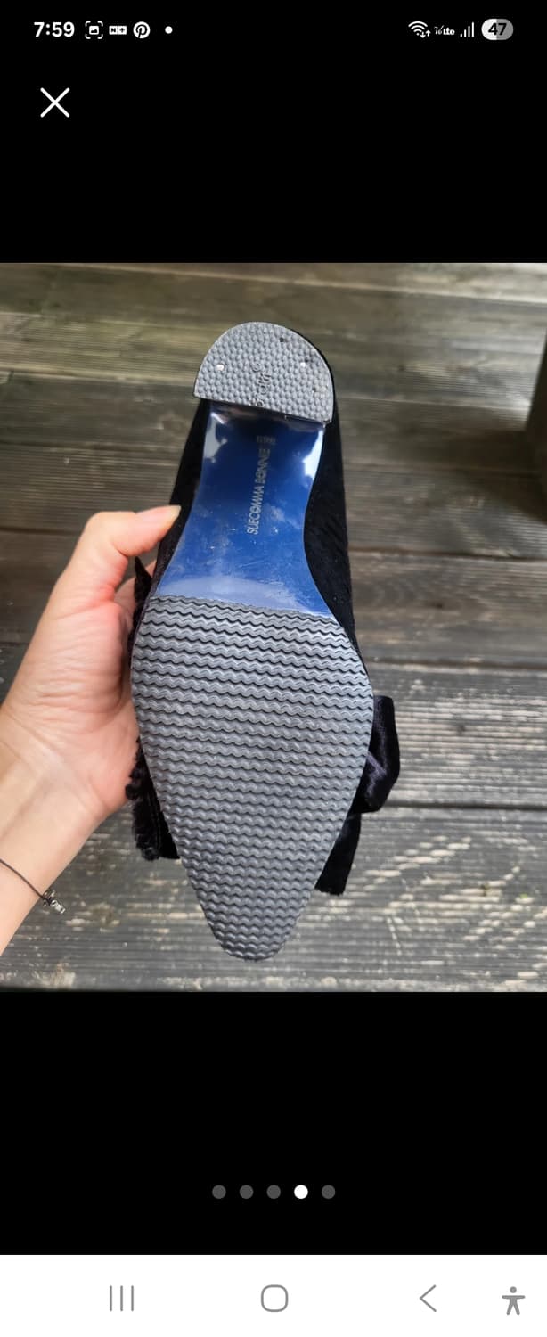 수콤마보니 벨벳 큐빅 장식 힐230 새제품 상품이미지4