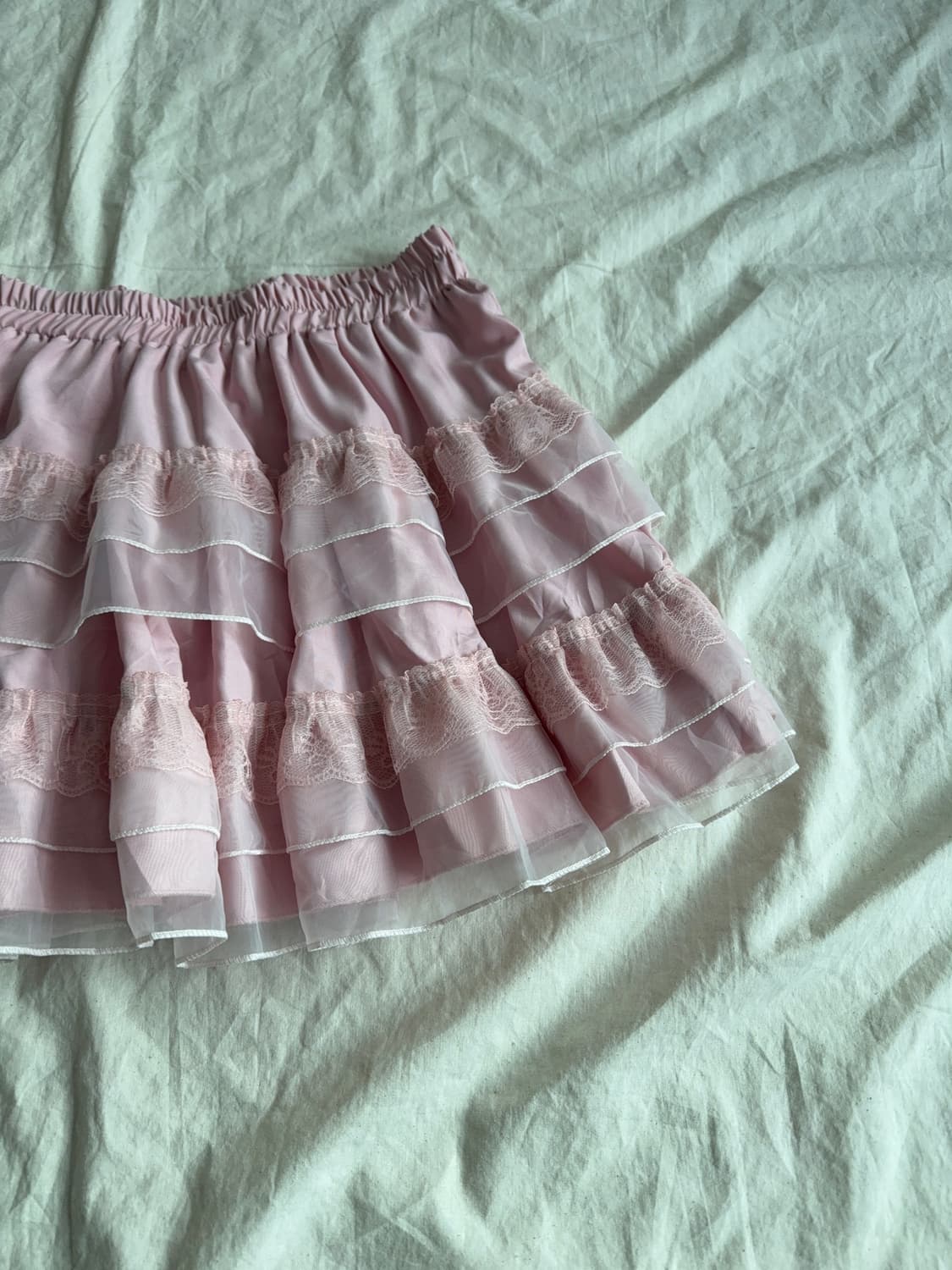러블리 라벤더핑크 미니 레이스 캉캉 스커트 상품이미지3