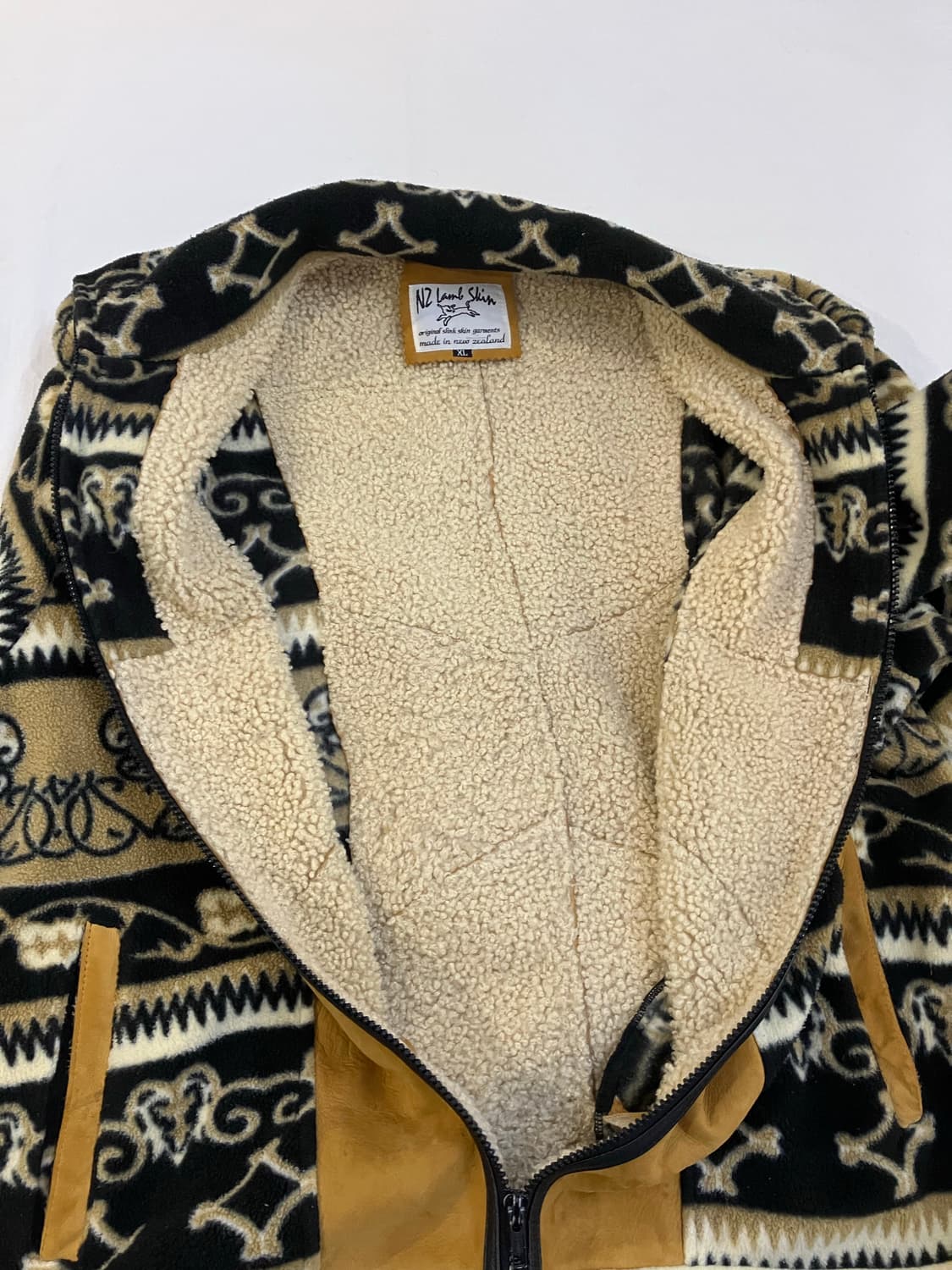 NZ Lamb Skin 양피 에스닉 레더 플리스 자켓 상품이미지4