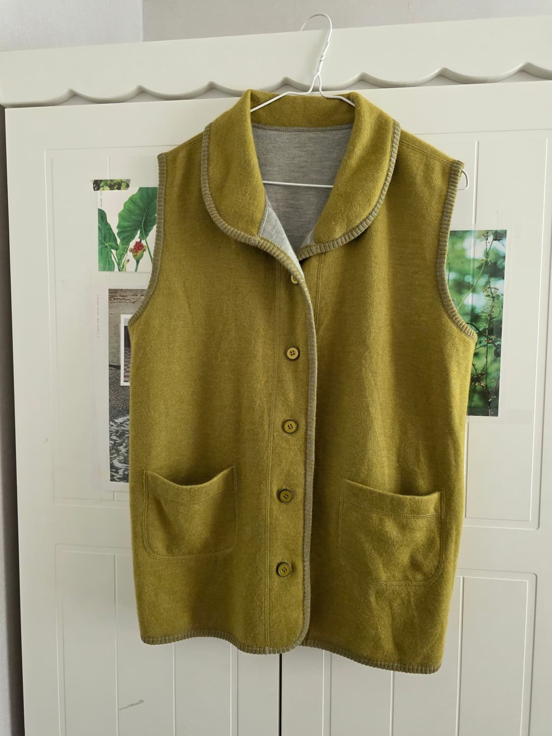 일본빈티지 하구미 양면 조끼 모리걸 할미룩 그린코어 레이어드룩 핀터깔 상품이미지3