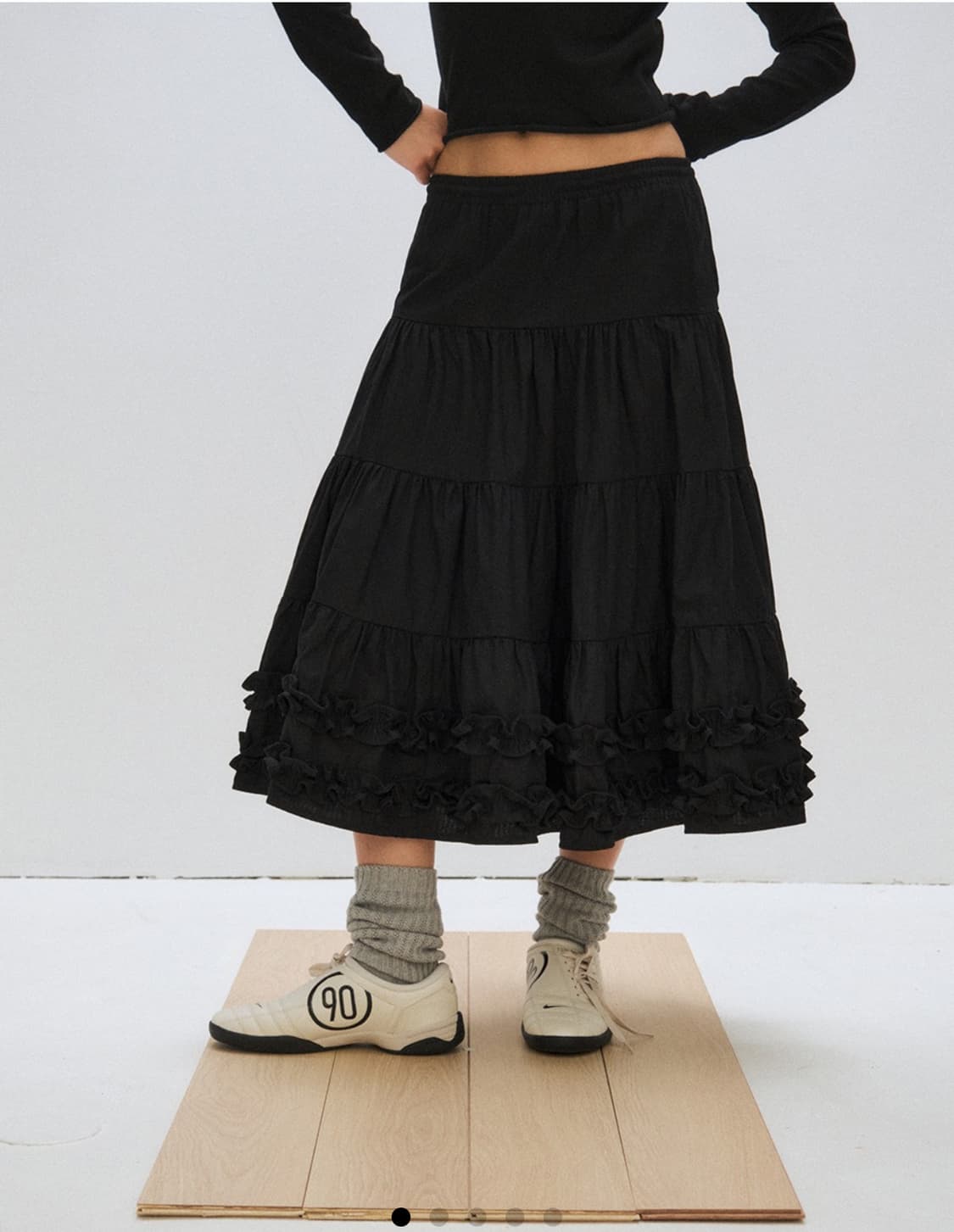 플리즈 프로젝트 미들프릴스커트 블랙 상품이미지1