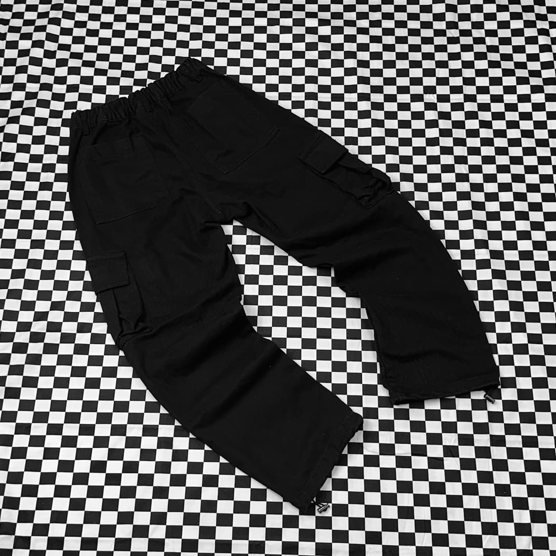 제멋 블랙 와이드 카고바지 조거 팬츠 밴딩 바지 상품이미지2