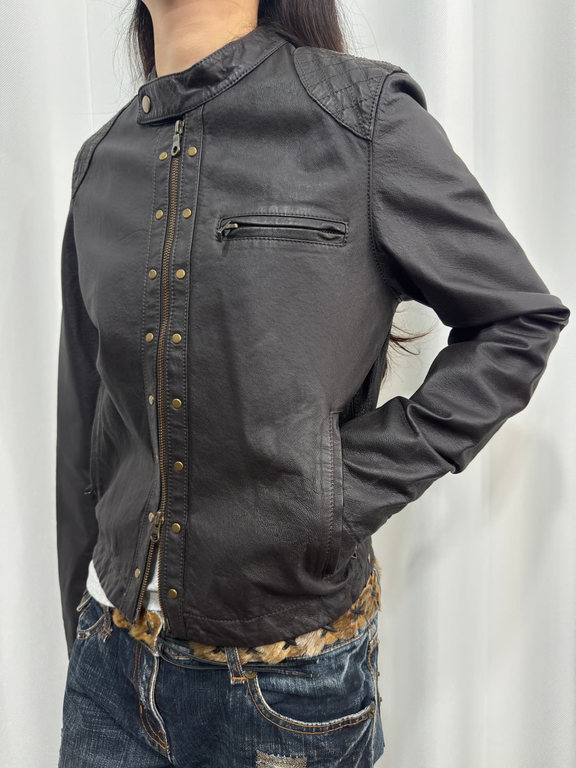 brown leather twoway jacket 상품이미지4