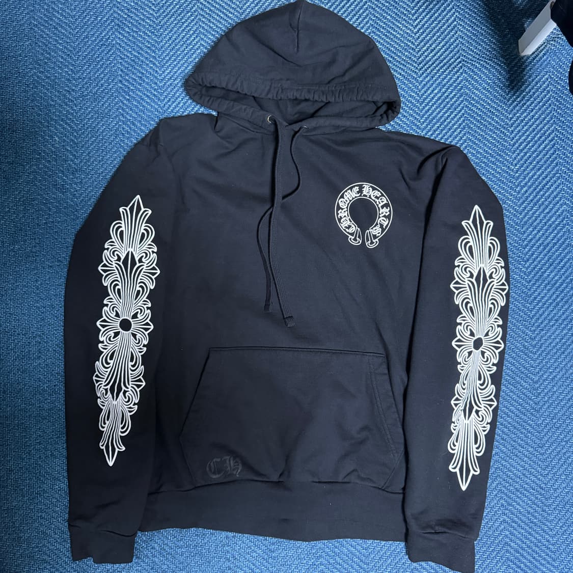 [L]크롬하츠 홀스슈 플로랄 후드 블랙 상품이미지1