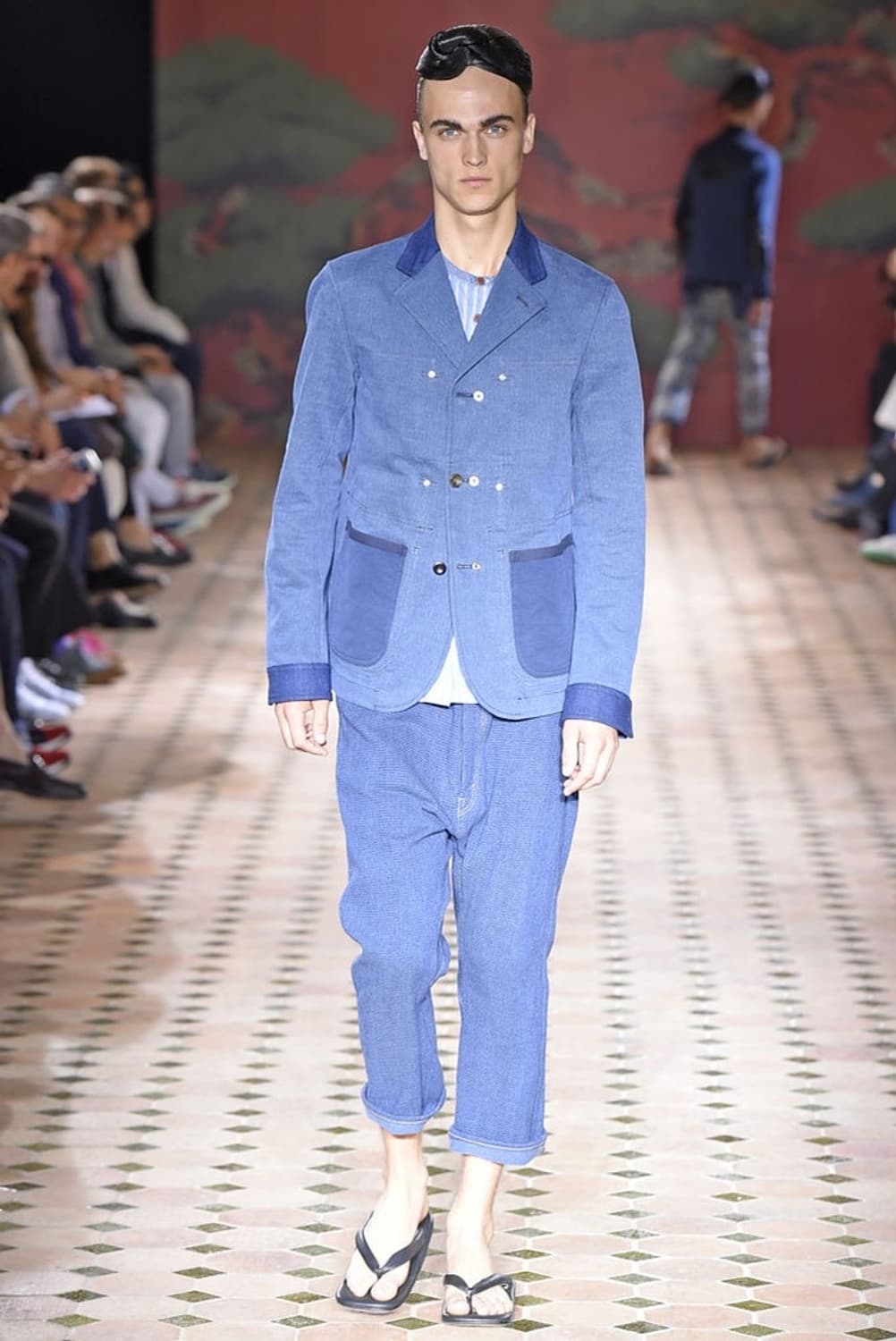 준야 와타나베 15SS 사시코 레더 패치 사루엘 팬츠 상품이미지2