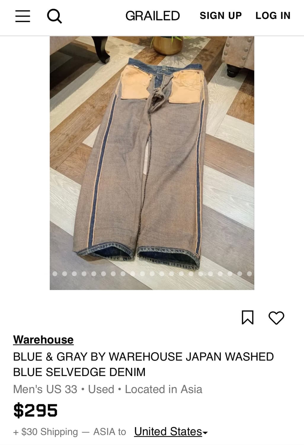 Warehouse blue & grey 웨어하우스 블루앤그레이 데님 팬츠 상품이미지8