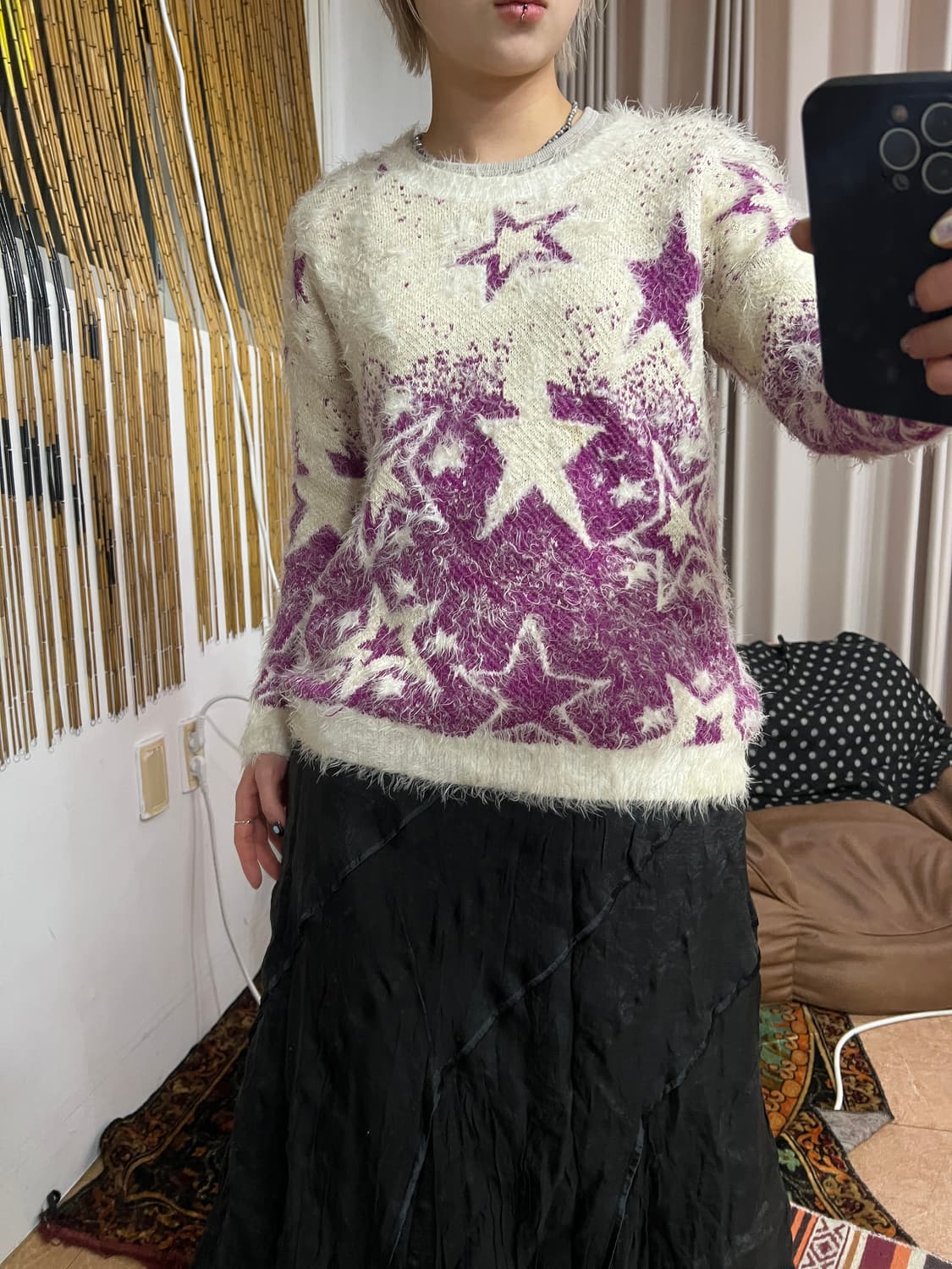 빈티지 여성 별 프린팅니트 상품이미지1