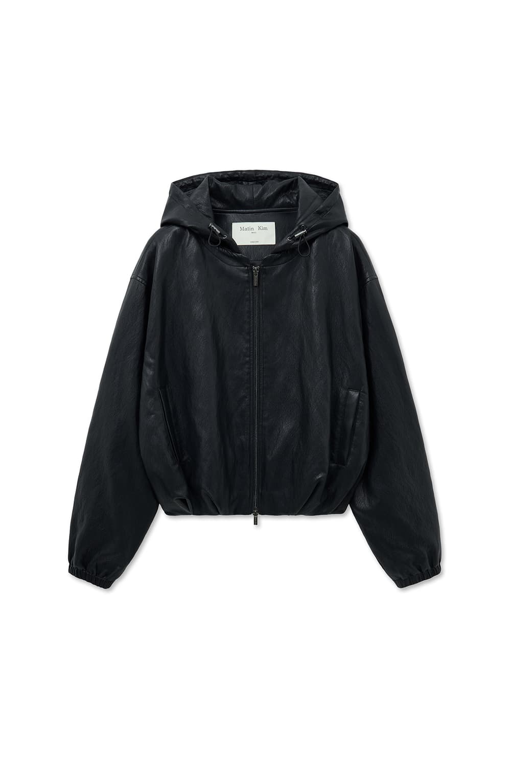 마뗑킴 레더 후디 크롭 점퍼 블랙 상품이미지2