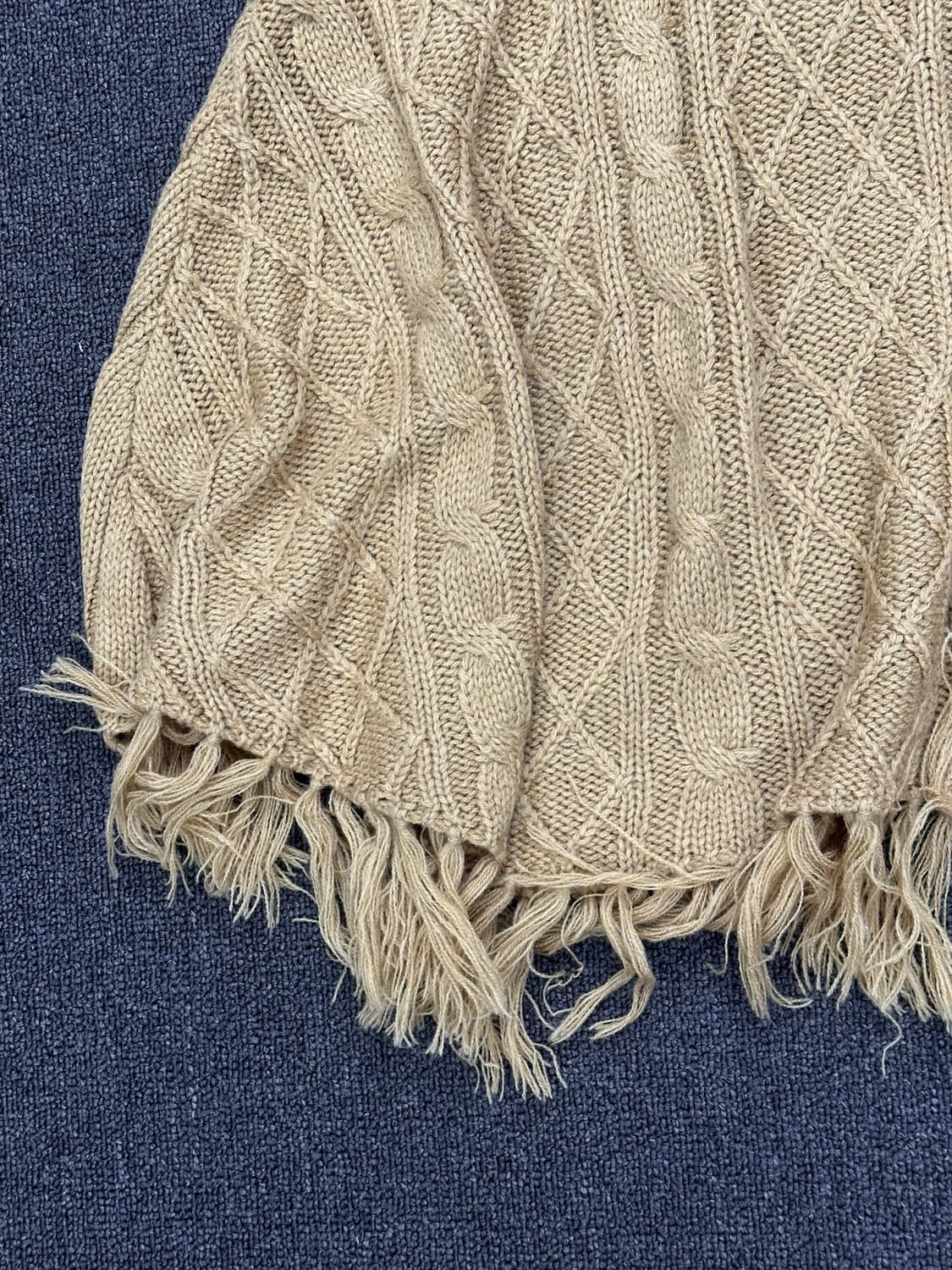 OS)Japanese vintage 여성 모리 케이블 니트 케이프 상품이미지4