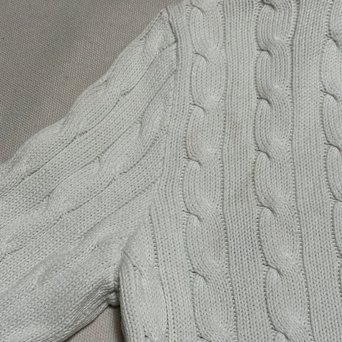 S 폴로 스포츠 여성용 화이트 케이블 후드 니트집업  상품이미지7