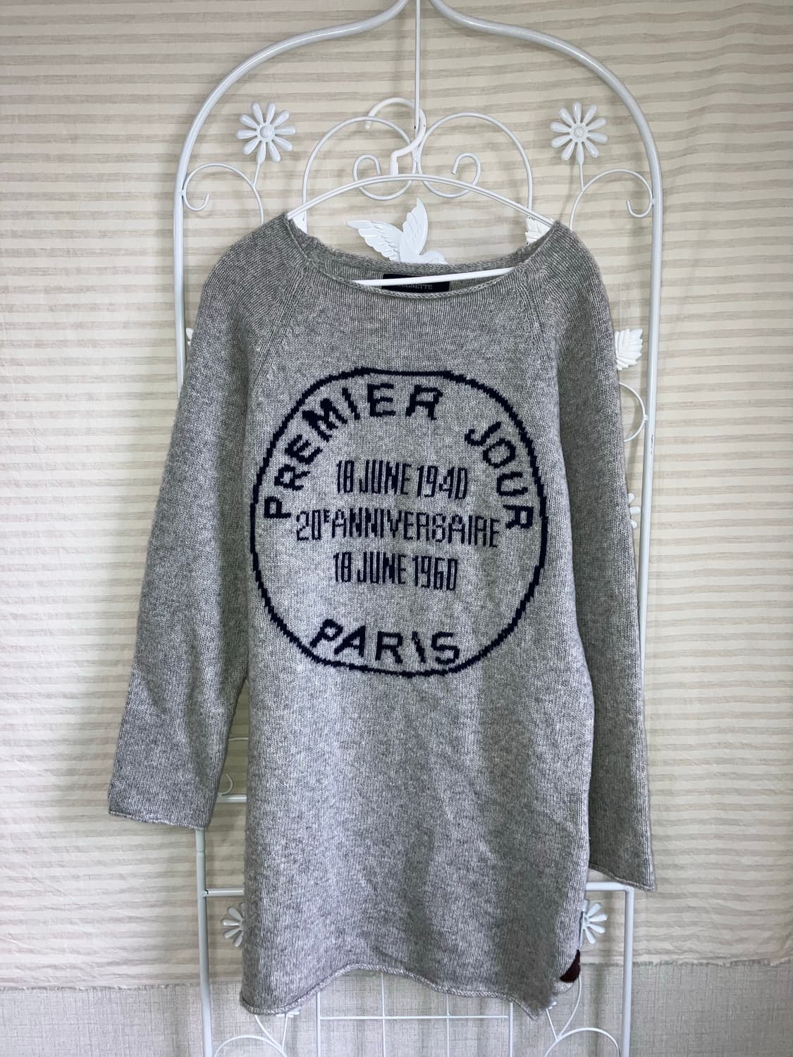 jpn vintage 차콜 네이비 레터링 니트 y2k 스트릿 갸루 펑키 상품이미지4