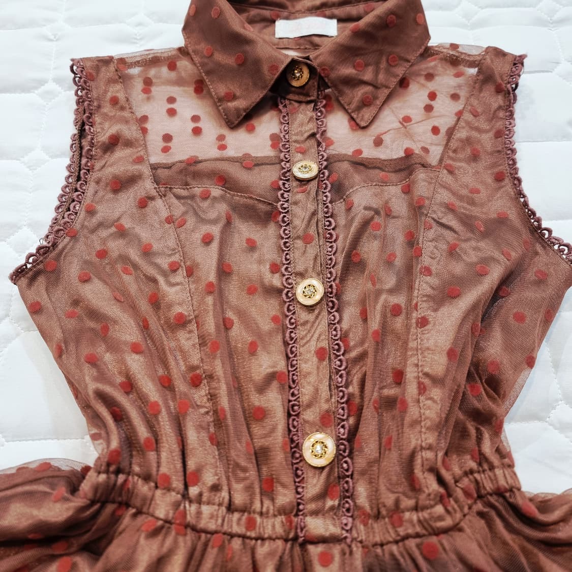 LIZ LISA(리즈리사)초콜릿 도트 시스루 원피스 상품이미지3