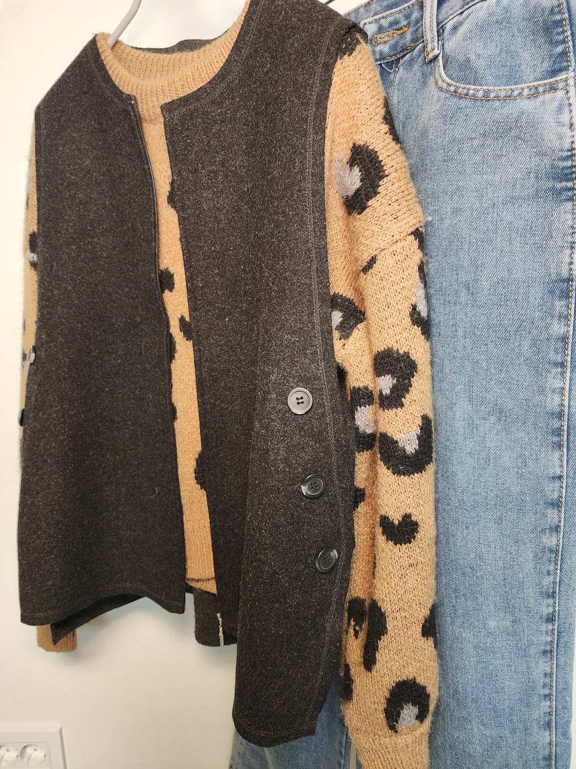 울 혼방 여성 조끼 L 상품이미지2