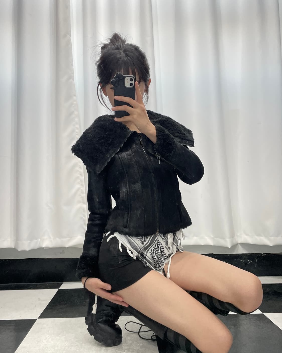 🎸블랙 숏 무스탕 자켓🎸 상품이미지4