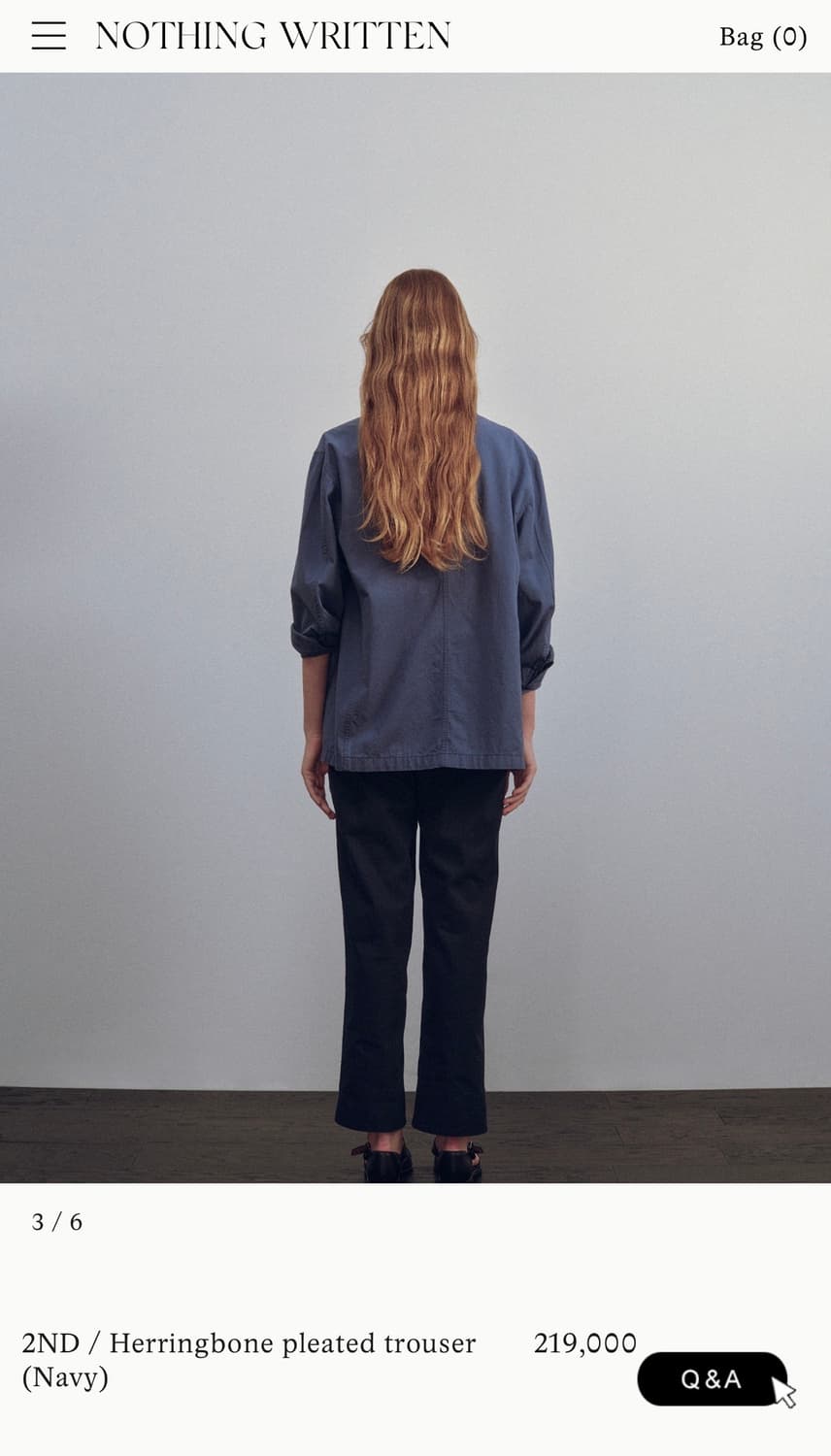 낫띵리튼 해링본 트라우저 네이비 M 상품이미지2