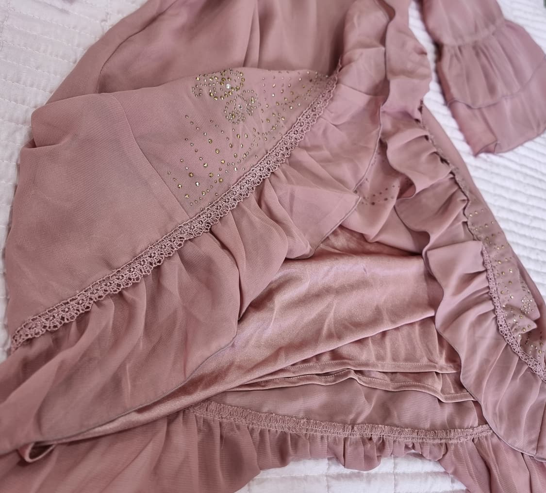 엑시즈팜(Axes femme) 로즈핑크 비즈 쉬폰 원피스 상품이미지4