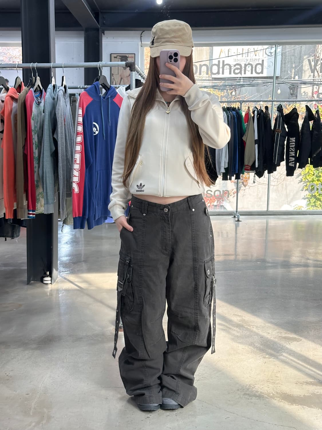 재팬빈티지 스타버튼 버클 부츠컷카고팬츠 코코아 상품이미지2