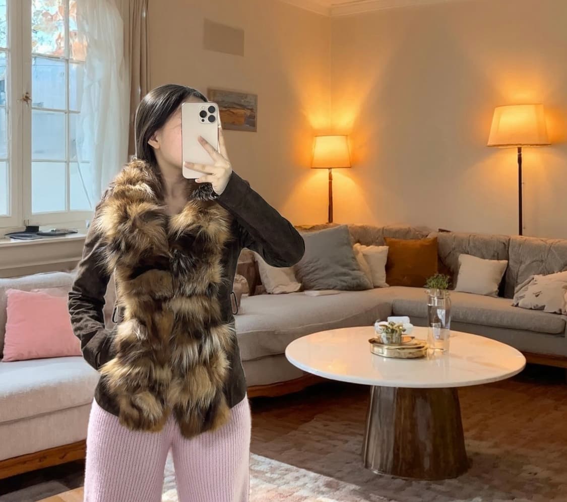 빈티지 veromoda 붉은 여우털 되지가죽자켓 상품이미지6