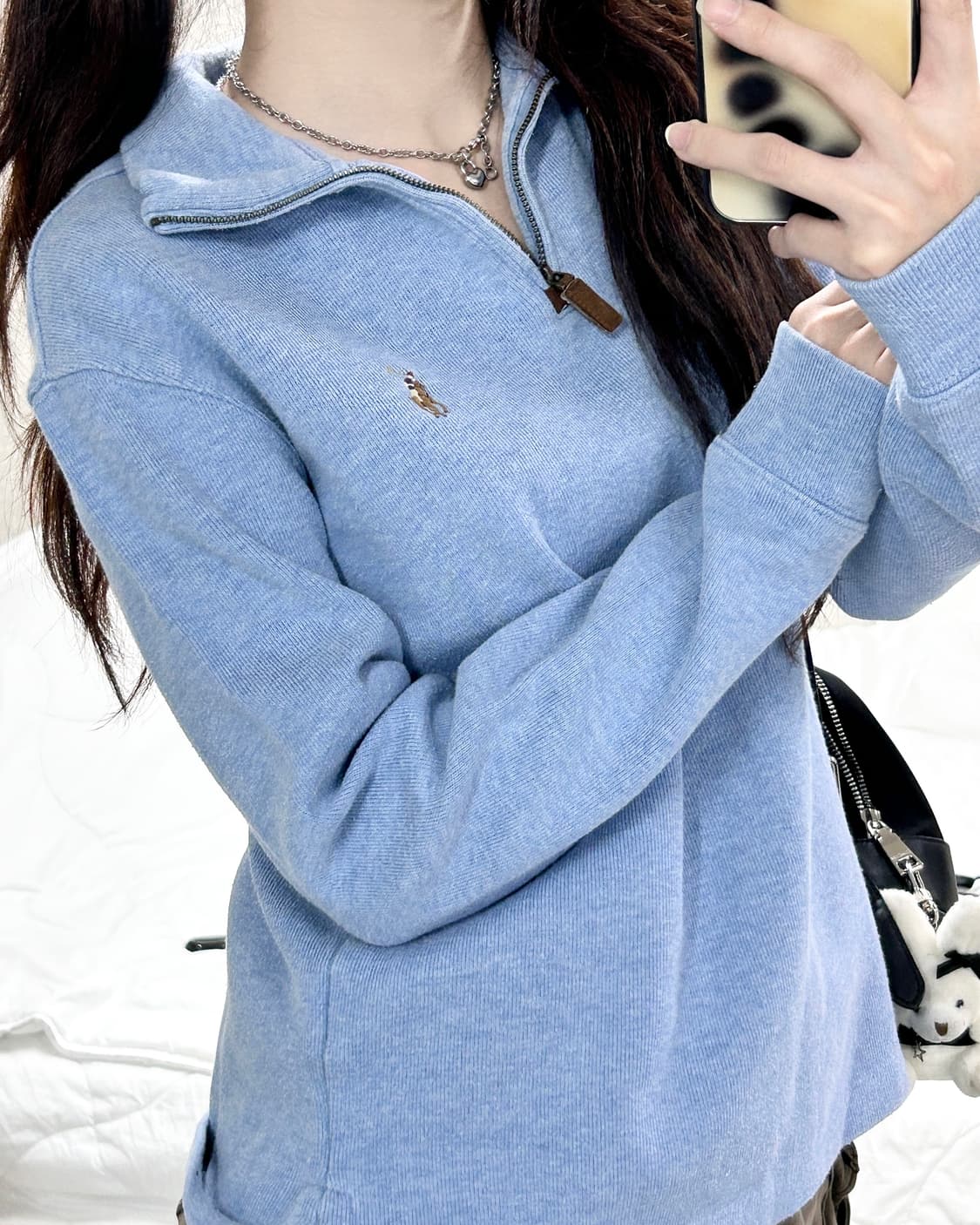 폴로 신형 멀티포니 소라 코튼 반집업 상품이미지1