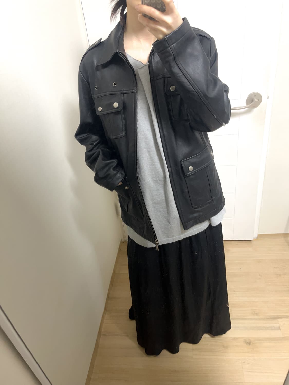빈티지 블랙 레더자켓 상품이미지1