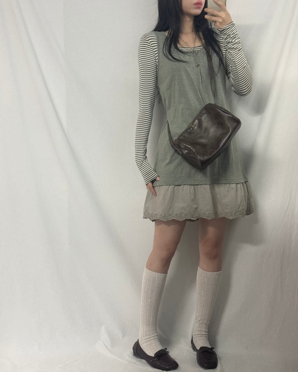 스트라이프 패턴 롱 슬리브 탑 상품이미지4