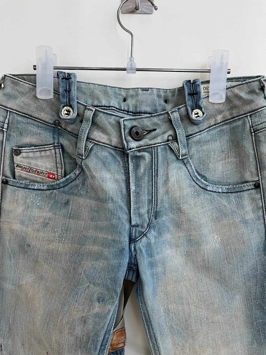 디젤 양가죽 멜빵 벨트 웨스턴 스타일 자수 데님 워싱 진 팬츠 청바지 상품이미지5