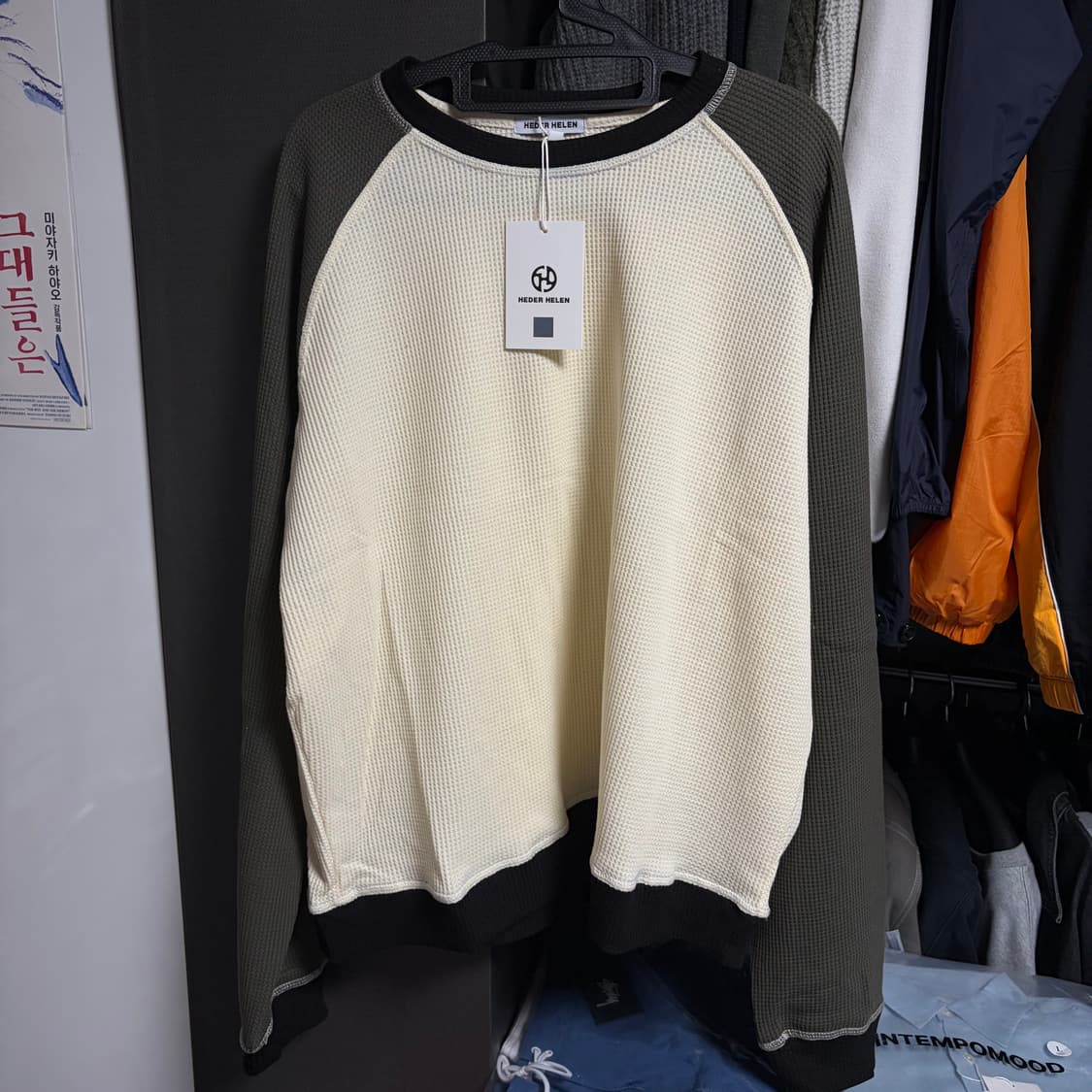 새상품(L)헤더렐렌 빈티지 와플 롱슬리브 카키 상품이미지1