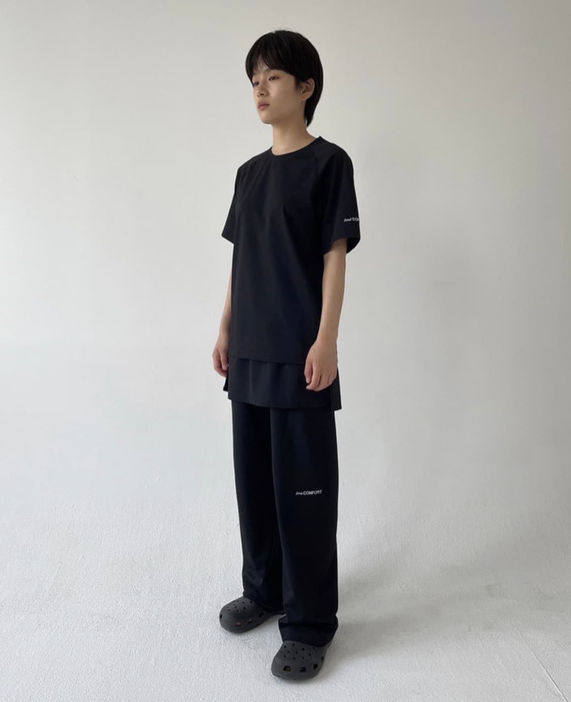 지초이 컴포트 22-003 스커트 팬츠 블랙 상품이미지1