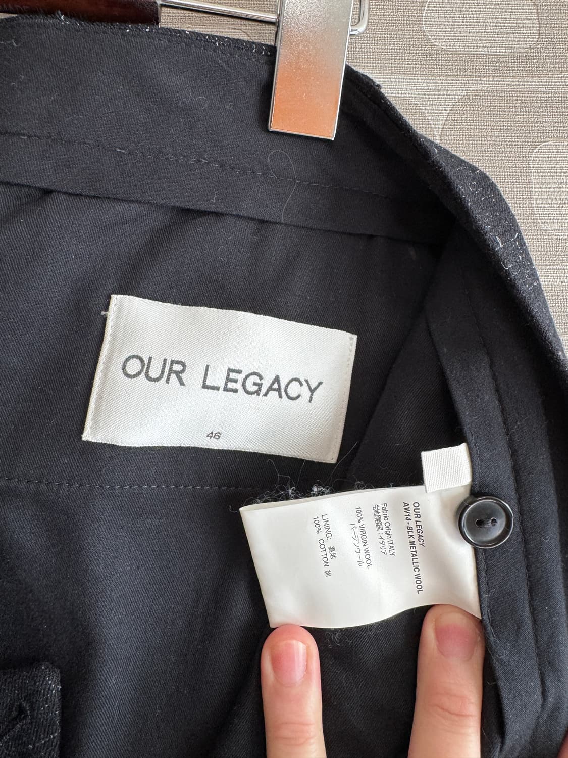Our Legacy 아워 레가시 블랙 메탈릭 패턴 울 팬츠 바지 46 상품이미지5