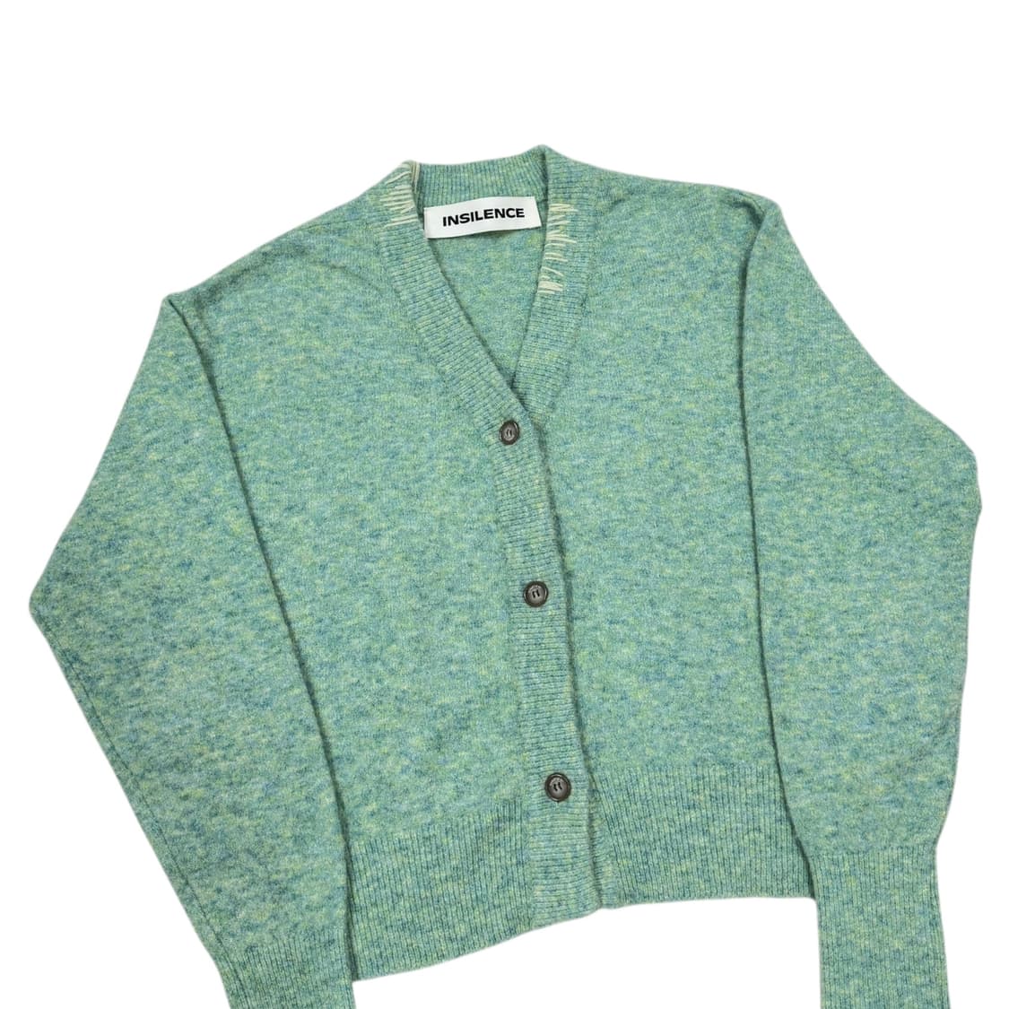 인사일런스 우먼 버튼 울 랩 가디건 피스타치오 멜란지 그린 S 상품이미지2