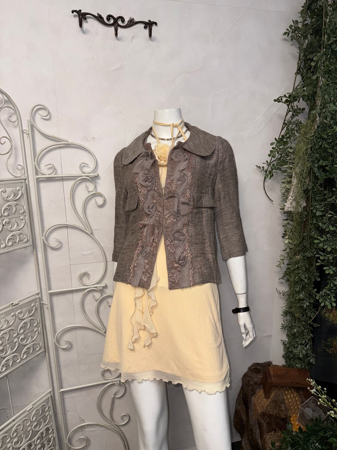 Johanex pink brown rose lace linen jk 상품이미지2