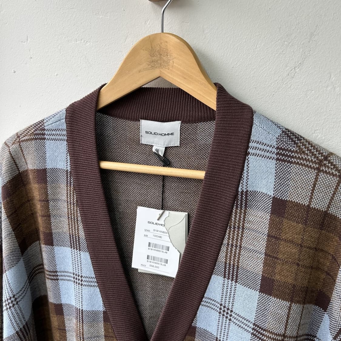 15911 - 솔리드 옴므 시우민 체크 니트 가디건 상품이미지3