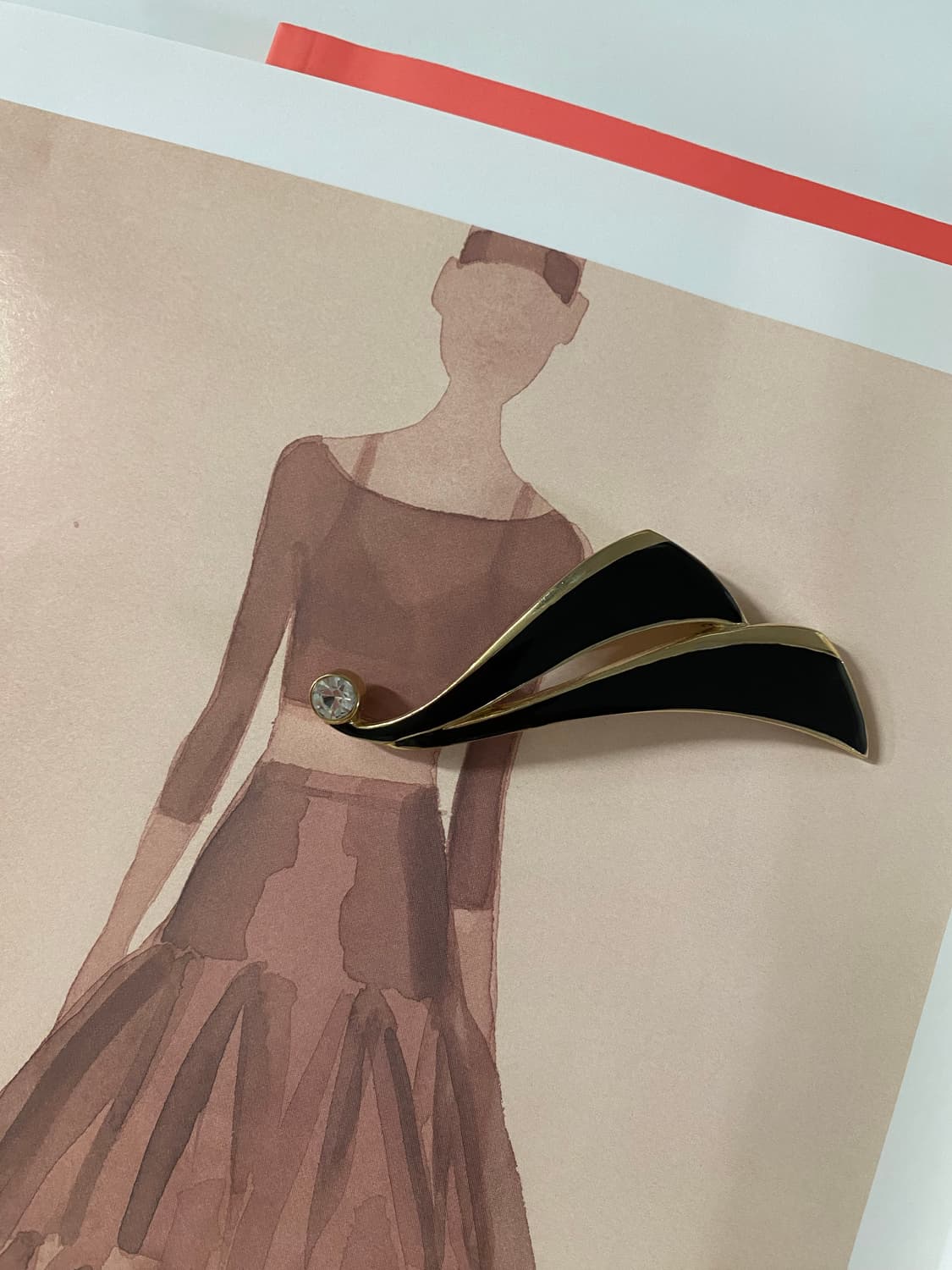 GOLD 21 블랙 에나멜 브로치 (Japan Vintage) 상품이미지1